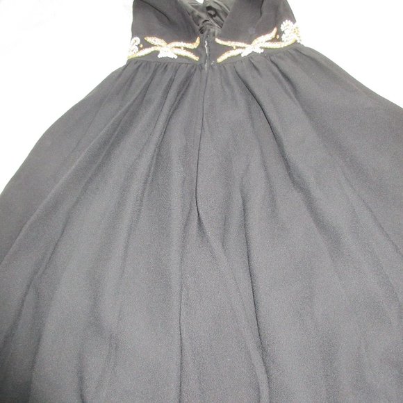 VINTAGE 70s JUMPSUIT PANTS BLACK WIDE LEG DISCO PALAZZO SEQUIN WAIST  28 Small - Picture 9 of 15